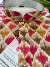 Digital Printed Kurta in Raw Silk Kurta with White Churidar Bottom | Men Ethnic Wear | Navratri Special Kurtas | Dandiya Special Kurta - Kaash