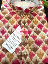 Digital Printed Kurta in Raw Silk Kurta with White Churidar Bottom | Men Ethnic Wear | Navratri Special Kurtas | Dandiya Special Kurta - Kaash