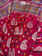 Double-Tone Red & Pink Paithani saree in pure katan silk with double gold zari with paithani pallu & border — Kaash Collection