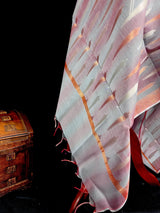 Dual-Shade Grey Banarasi with Deep Rust dupatta in soft silk (non-pure) with dual-tone silver & copper zari — Kaash Collection