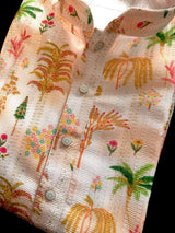 Dual Shade Peach Floral Designer Kurta: Soft Butter Silk, Thread Sequence Work - Kaash