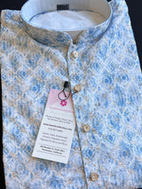 Dual Shaded Kurta in Blue and White with Zari Strings and tiny Sequin Work Allover | Pastel Color Kurta | Wedding Party Wear Kurta - Kaash