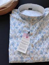 Dual Shaded Kurta in Blue and White with Zari Strings and tiny Sequin Work Allover | Pastel Color Kurta | Wedding Party Wear Kurta - Kaash