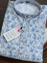 Dual Shaded Kurta in Blue and White with Zari Strings and tiny Sequin Work Allover | Pastel Color Kurta | Wedding Party Wear Kurta - Kaash