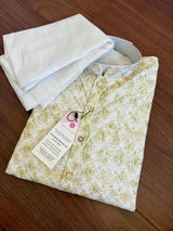 Dual Shaded Kurta in Pastel Green and White with Zari Strings and tiny Sequin Work Allover | Pastel Color Kurta | Wedding Party Wear Kurta - Kaash