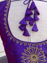 Dual Tone Raw Silk Ready to Wear Blouse in Purple and Blue - Kaash