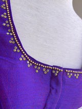 Dual Tone Raw Silk Ready to Wear Blouse in Purple and Blue | Handwork Blouses | Padded Blouse | Readymade Blouses for Sarees - Kaash