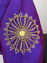 Dual Tone Raw Silk Ready to Wear Blouse in Purple and Blue | Handwork Blouses | Padded Blouse | Readymade Blouses for Sarees - Kaash