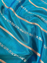 Dual Tone Turquoise Color with undertone of Blue Pure Banarasi Katan Silk Saree with Copper and Sliver Zari | SILK Mark Certified - Kaash