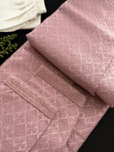 Dusty Pink Men Kurta Pajama with Embossed Embroidery and Zari - Kaash