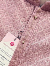 Dusty Pink Men Kurta Pajama with Embossed Embroidery and Zari - Kaash