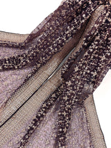 Eggplant Purple soft organza silk dupatta with gold zari embroidery & sequin — Kaash Collection