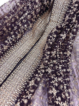Eggplant Purple soft organza silk dupatta with gold zari embroidery & sequin — Kaash Collection