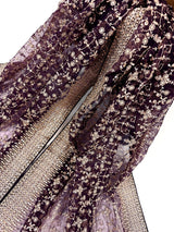 Eggplant Purple soft organza silk dupatta with gold zari embroidery & sequin — Kaash Collection