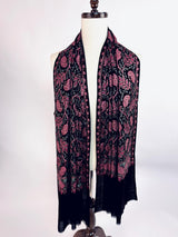 Exquisite Black Kashmiri Wool Shawl with Aari Embroidery, Soft and Light Weight - Kaash
