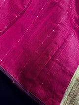 Falsa and Black Color Handloom Cotton Silk Saree with Sequence, thread and Zari Work - Kaash