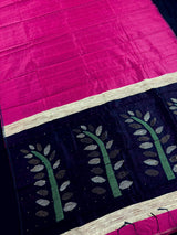Falsa and Black Color Handloom Cotton Silk Saree with Sequence, thread and Zari Work - Kaash