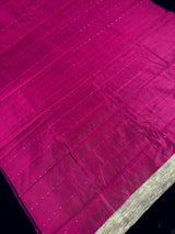 Falsa and Black Color Handloom Cotton Silk Saree with Sequence, thread and Zari Work - Kaash