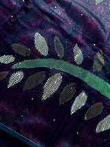 Falsa and Black Color Handloom Cotton Silk Saree with Sequence, thread and Zari Work - Kaash