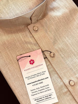 Fawn Beige men's kurta pajama in pure linen cotton with premium linen cotton with fancy buttons — Kaash Collection