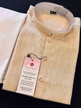 Fawn Beige men's kurta pajama in pure linen cotton with premium linen cotton with fancy buttons — Kaash Collection