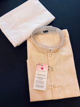 Fawn Beige Color Premium Pure Linen Cotton Kurta Pajama Set for Men | Cotton Linen Men Kurtas | Beige Color Kurta | Soft Kurta for Men - Kaash