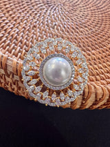 Gold Color Adjustable Ring AD Stone with AD Stone and Pearl Stone | Adjustable Rings for Women | Gift for Her | AD Jewelry - Kaash