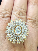 Gold Color Adjustable Ring AD Stone with AD Stone and Sliver Stones | Adjustable Rings for Women | Gift for Her | AD Jewelry - Kaash