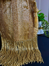 Gold Color Embellished Sequin Handbag with Long Strings | Bags for Gifts | Wedding Bags - Kaash