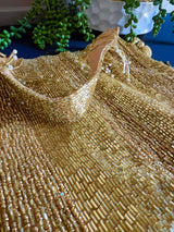 Gold Color Embellished Sequin Handbag with Long Strings | Bags for Gifts | Wedding Bags - Kaash