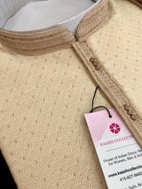 Gold Color Men Kurta Pajama with Weave and Zari Work | Mens Ethnic Wear | Sherwani Style Kurta for Wedding - Kaash