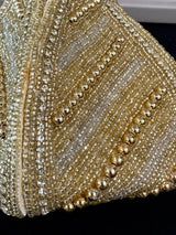 Gold Potli Bag | Gold and Sliver Beaded Studded Clutch | Party Clutch Sling | Wedding Purse in Gold | Handmade Embellished Lotus Potli Bag - Kaash