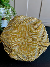 Gold Potli Bag | Gold and Sliver Beaded Studded Clutch | Party Clutch Sling | Wedding Purse in Gold | Handmade Embellished Lotus Potli Bag - Kaash