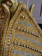 Gold Potli Bag | Gold and Sliver Beaded Studded Clutch | Party Clutch Sling | Wedding Purse in Gold | Handmade Embellished Lotus Potli Bag - Kaash