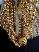 Gold Potli Bag | Gold Beaded Studded Clutch | Party Clutch Sling | Wedding Purse in Gold | Bridal Bag, Handmade, Embellished Lotus Potli - Kaash