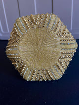 Gold Potli Bag | Gold Beaded Studded Clutch | Party Clutch Sling | Wedding Purse in Gold | Bridal Bag, Handmade, Embellished Lotus Potli - Kaash