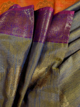 Gold Purple Tissue blend Cotton Silk Saree - Kaash