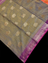 Gold Purple Tissue blend Cotton Silk Saree - Kaash