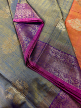 Gold Purple Tissue blend Cotton Silk Saree - Kaash