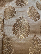 Gold Stitched Sleeveless Blouse with small Gold Buttis Pure Banarasi - Kaash