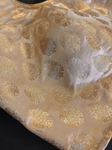 Gold Stitched Sleeveless Blouse with small Gold Buttis Pure Banarasi - Kaash