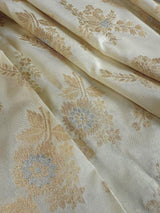 Off White Banarasi saree in banarasi silk with all-over banarasi jaal pattern in zari — Kaash Collection