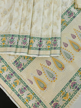 Off White Banarasi saree in banarasi silk with all-over banarasi jaal pattern in zari — Kaash Collection