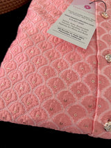 Grand Pastel Peach Color Men Kurta Pajama Set with Emberiodery and Sequin Work in Soft Butter Soft Silk | Indian Wedding Outfit for Men - Kaash