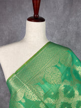 Green Benarasi Handwoven Semi Banarasi Silk Dupatta | Zari Work | Dupatta | Stole | Dupatta for Gifts - Kaash