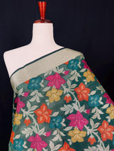 Green Banarasi Cotton Silk Meenakari dupatta in banarasi cotton silk with resham zari with meenakari — Kaash Collection