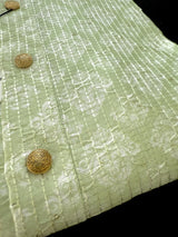 Light Green / Pastel Green men's kurta pajama in soft butter silk with floral digital prints with thread & sequin — Kaash Collection