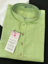 Powder Bluish White men's kurta pajama in pure linen cotton with premium linen cotton with fancy buttons — Kaash Collection