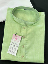 Powder Bluish White men's kurta pajama in pure linen cotton with premium linen cotton with fancy buttons — Kaash Collection