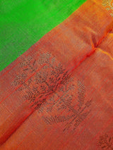 Green Color Soft Banarasi Cotton Tissue Silk Saree with Antqiue Zari | Floral Buttas | Cotton Silk Sarees | Paithani Style Borders - Kaash